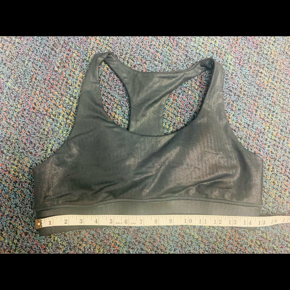 Sketchers Sports Bra Women's Size L Activewear Black Shiny Shimmery Padded Bra